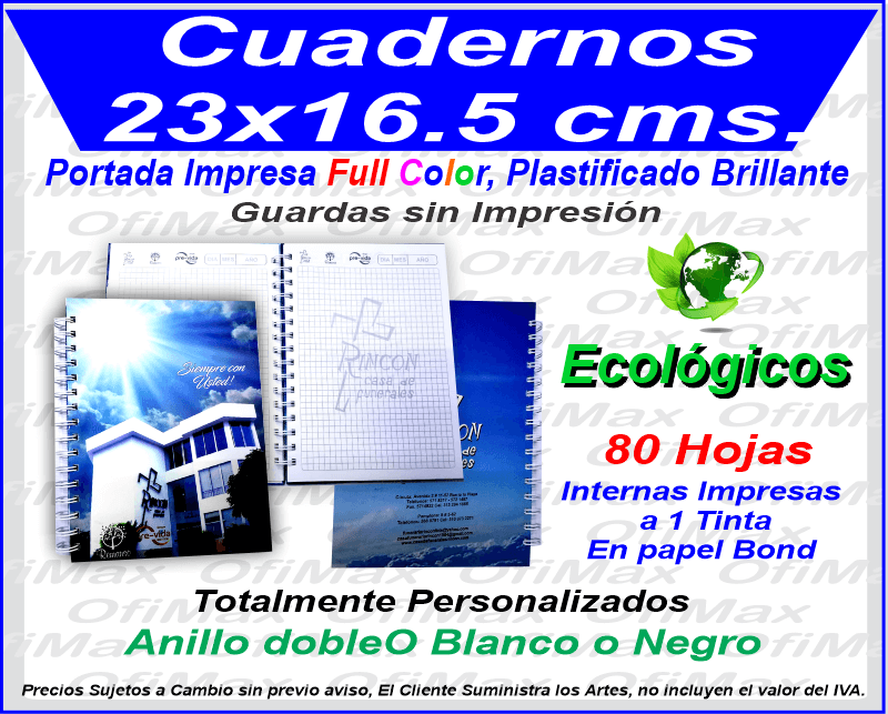 cuadernos publicitarios para empresas 23x16, bogota, colombia